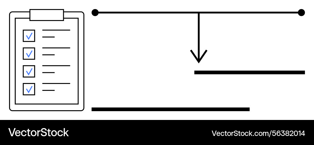 Process flowchart with task checklist on clipboard Process flowchart with task checklist on clipboard vector image