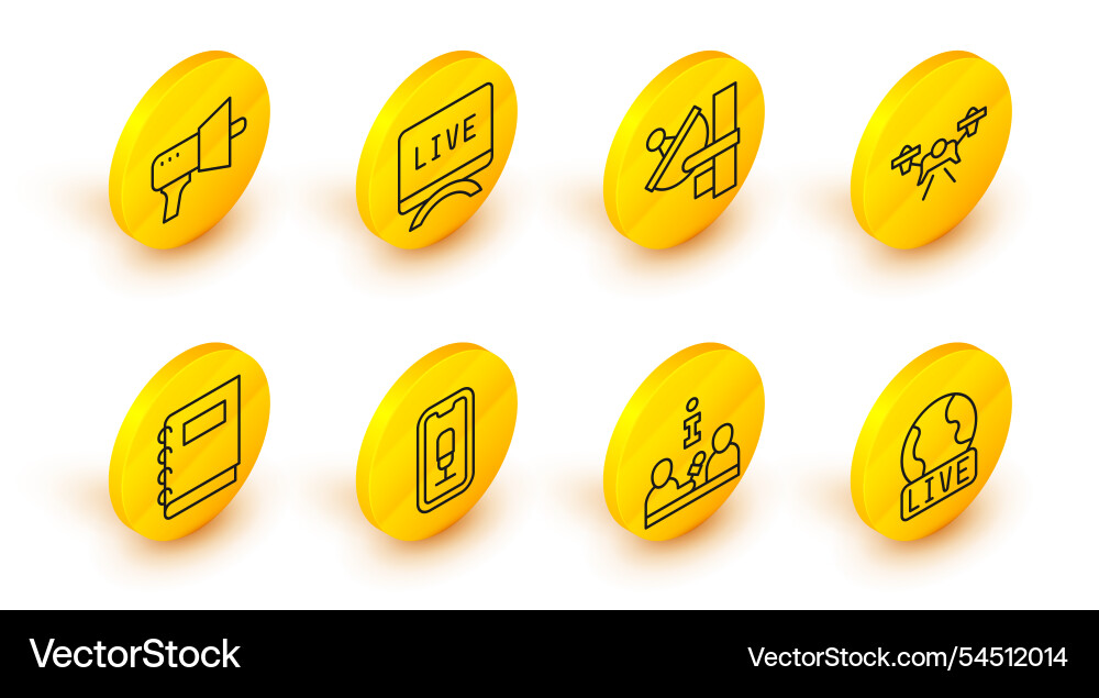 Set line live report interview mobile recording Set line live report interview mobile recording Vector Image