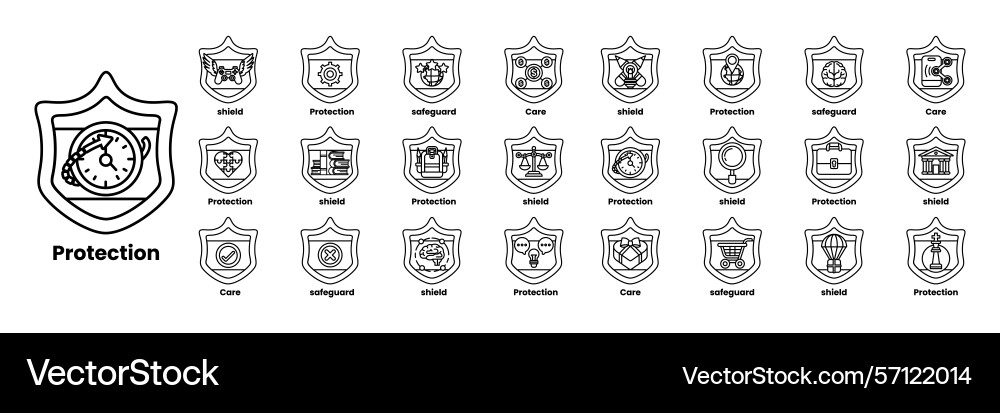 Set of in the concept shields and things Vector Image