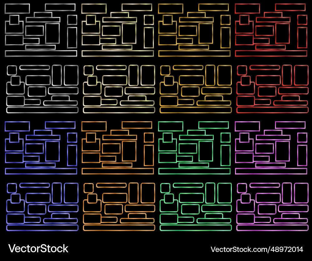 Set of metallic square frames Vector Image