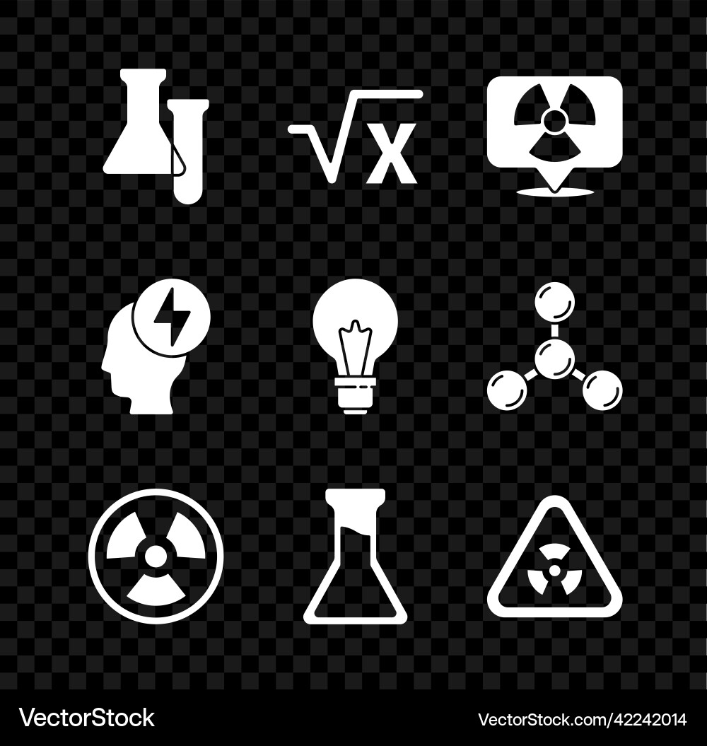 Set test tube and flask square root of x glyph Set test tube and flask square root of x glyph Vector Image