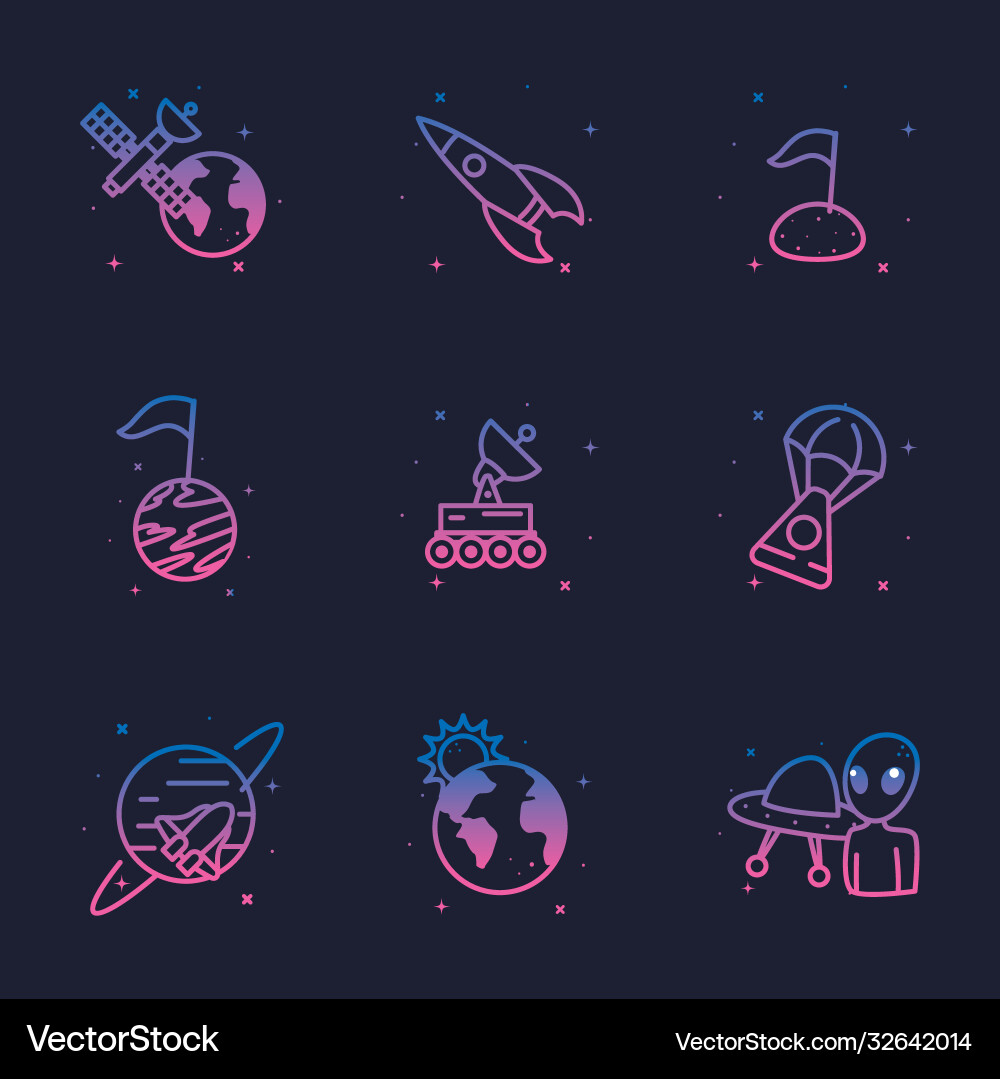 Space gradient style icon set design vector image