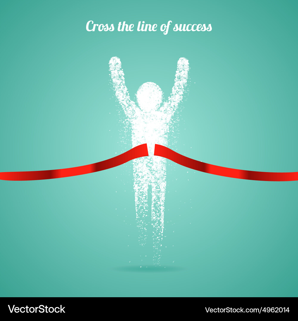 Successful man figure from triangular particles vector image