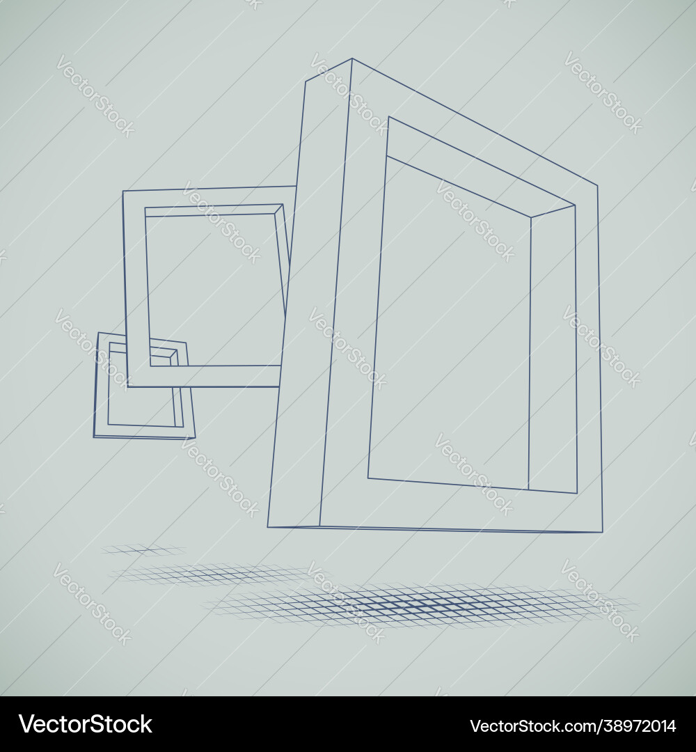 Three rectangular 3d frames blueprint Three rectangular 3d frames blueprint vector image