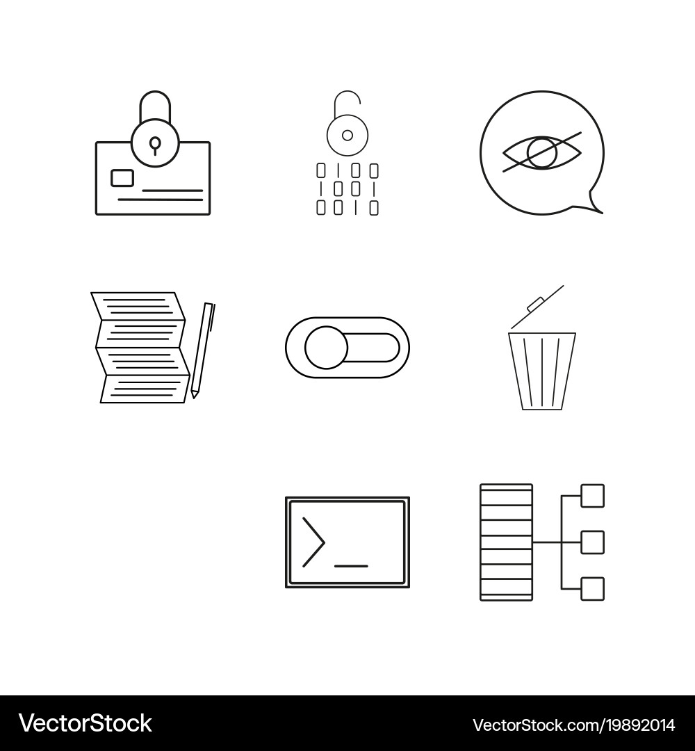 Web linear icon set simple outline icons vector image