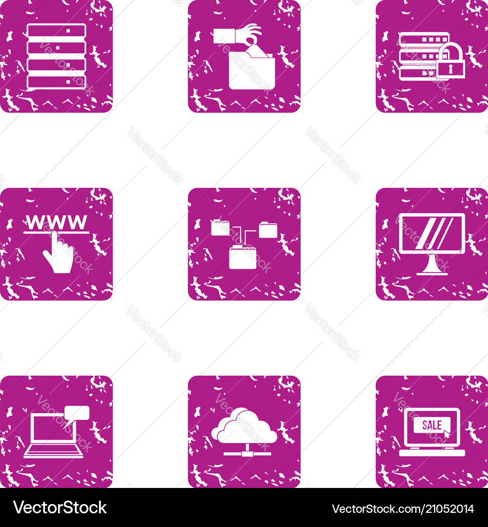 Web share icons set grunge style Web share icons set grunge style vector image