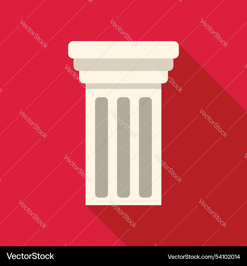 White ionic column casting long shadow on red White ionic column casting long shadow on red vector image