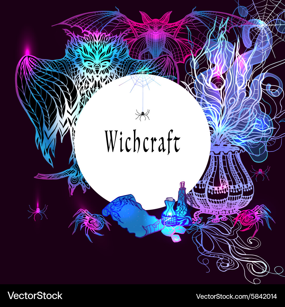 Witchcraft Frame with Magical Elements vector image