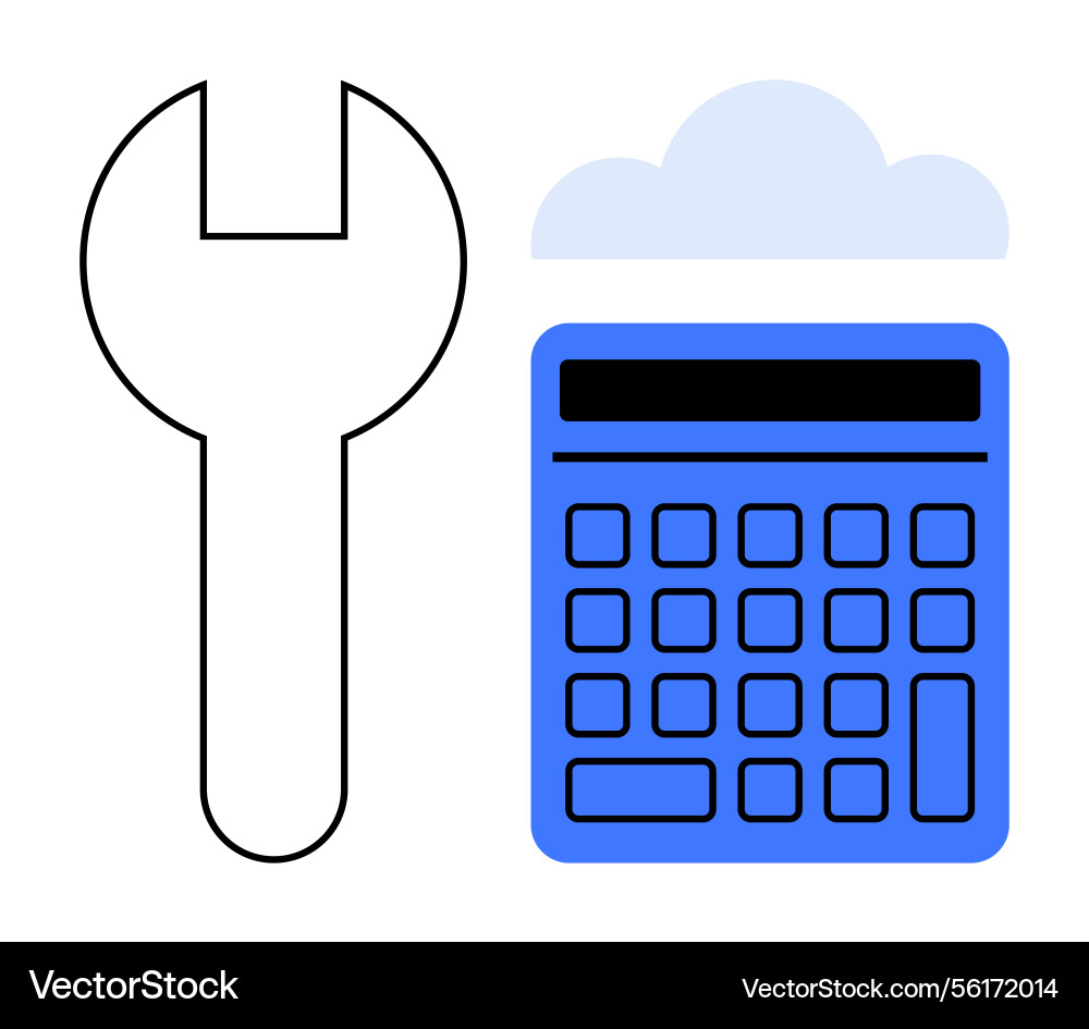 Wrench and calculator representing tools for cloud Wrench and calculator representing tools for cloud vector image