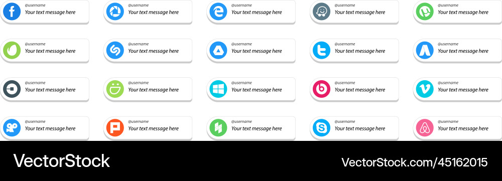 20 social media follow button and text placelike vector image