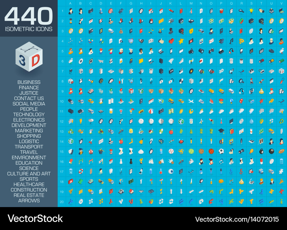 3d isometric flat icons Royalty Free Vector Image