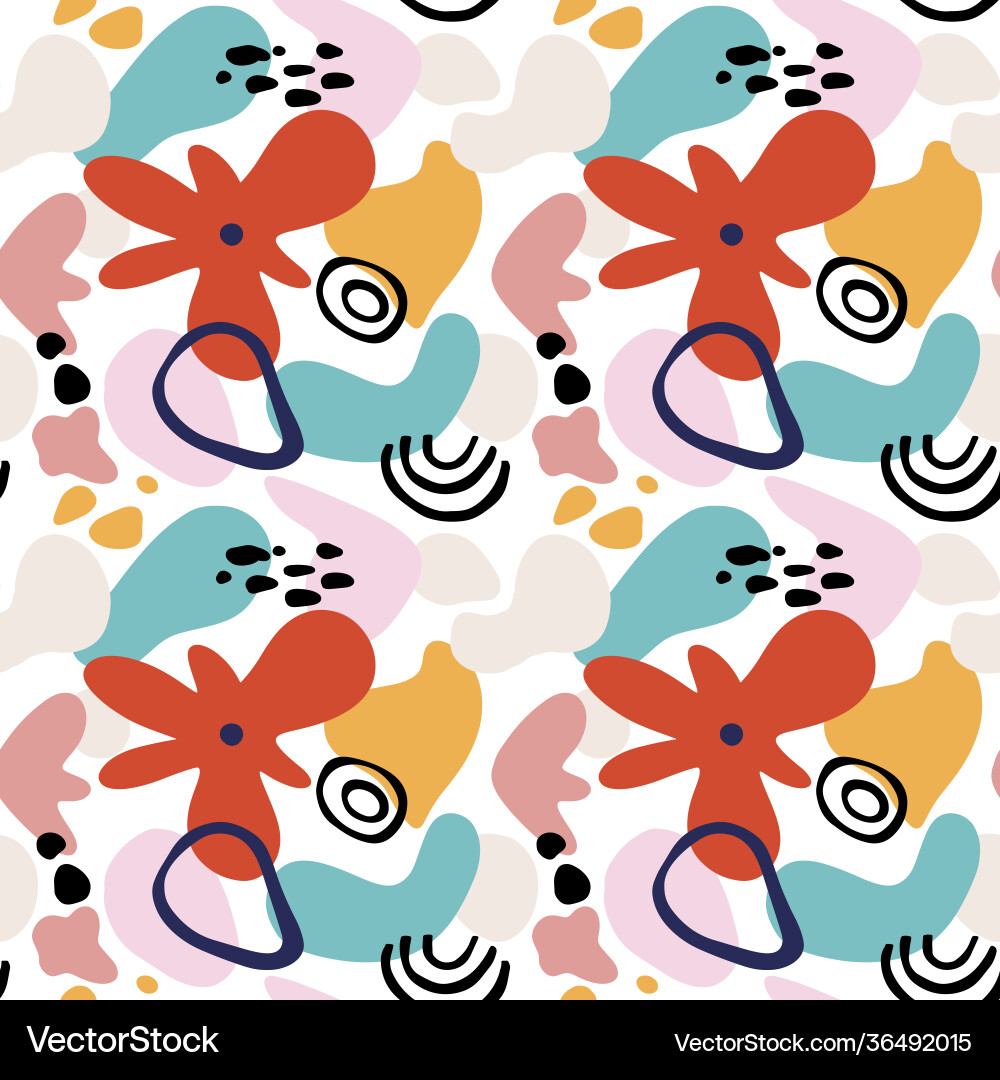 Abstract flower seamless pattern with geometric Abstract flower seamless pattern with geometric vector image