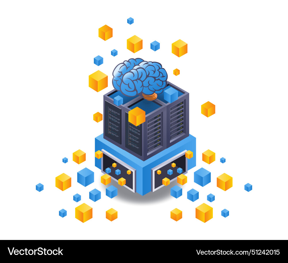 Artificial intelligence blockchain technology Artificial intelligence blockchain technology vector image