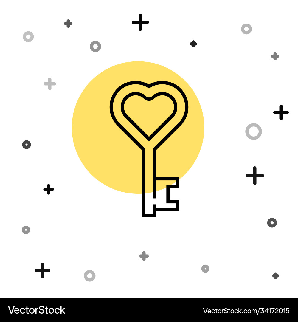 Black line key in heart shape icon isolated Black line key in heart shape icon isolated vector image