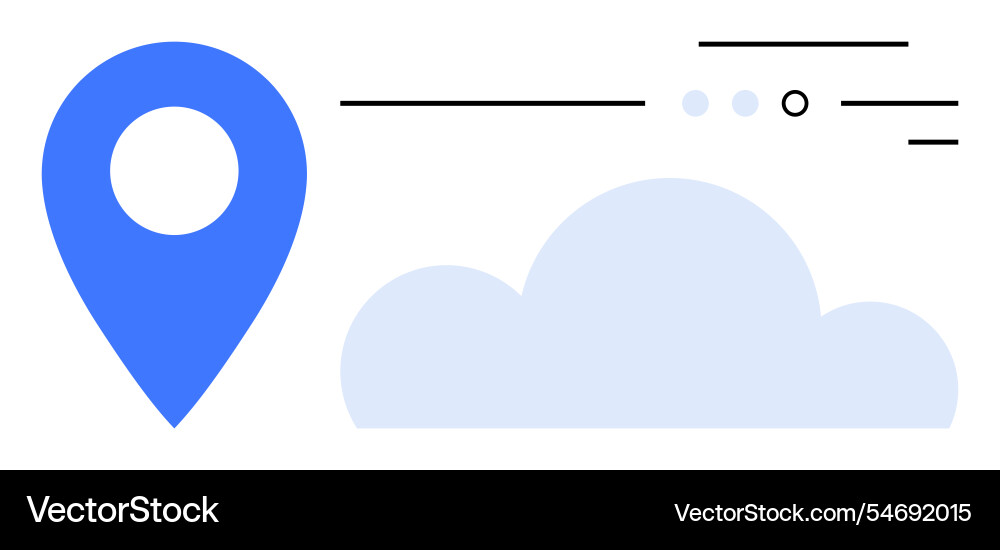 Blue location pin with cloud and abstract lines Blue location pin with cloud and abstract lines vector image
