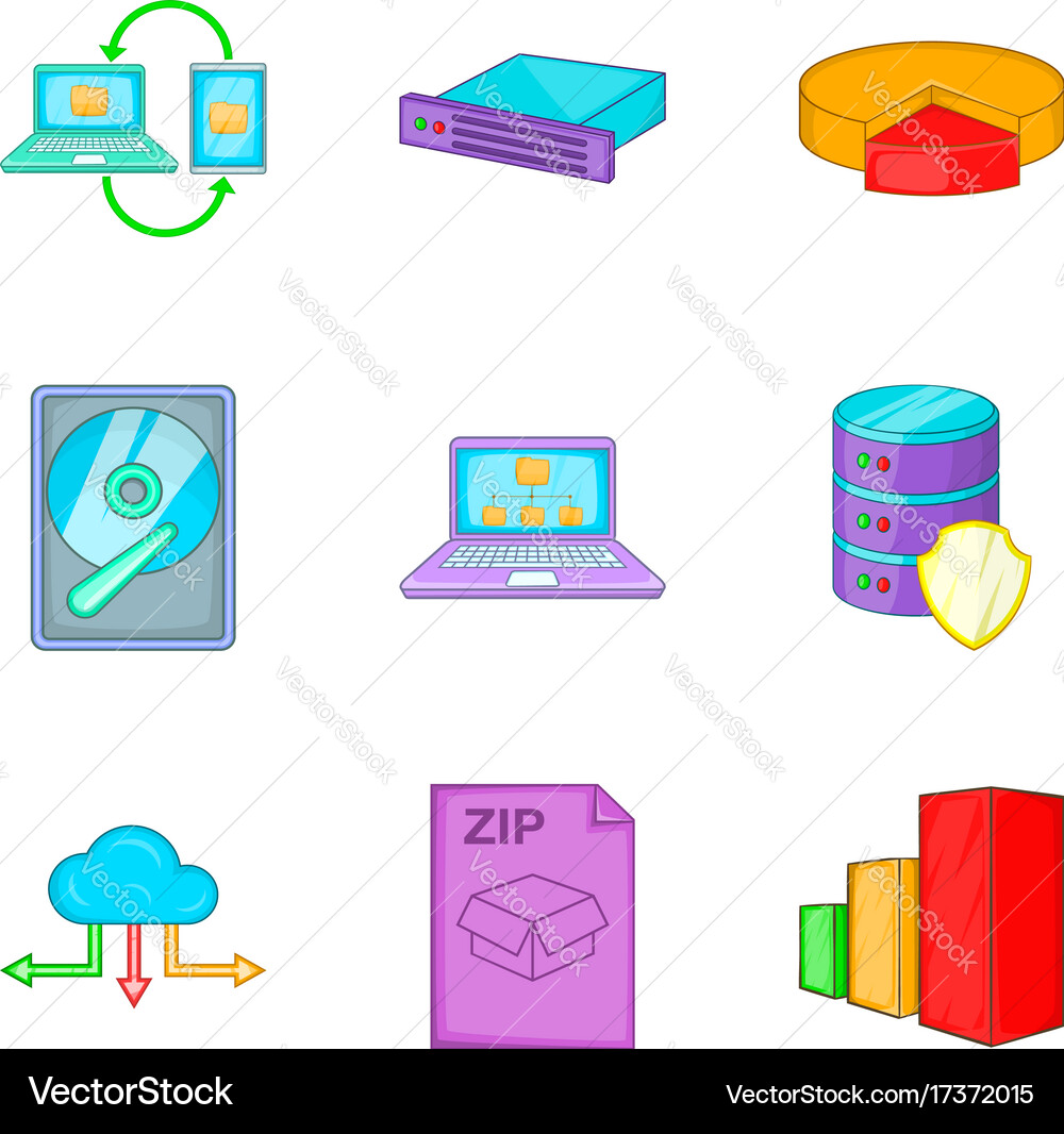 Clouding icon set cartoon style Vector Image