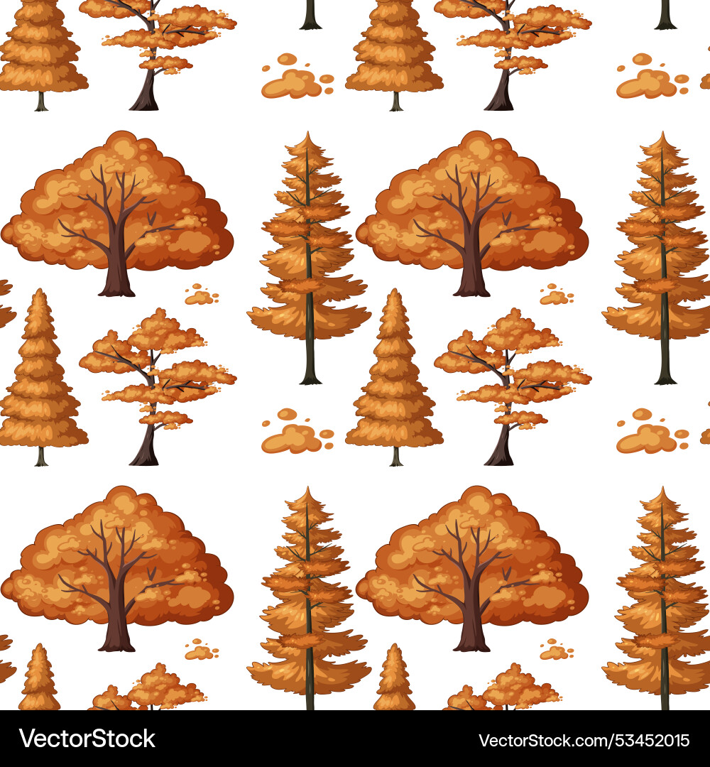 Colorful autumn trees in a seamless pattern Vector Image