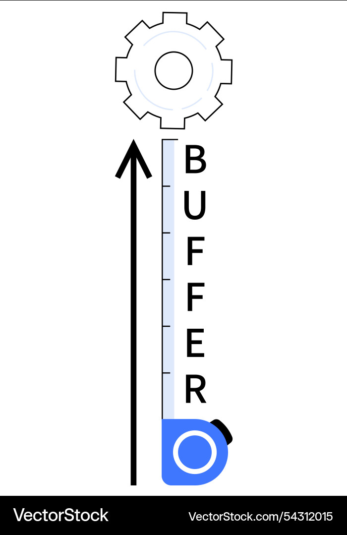 Conceptual gear design with buffer tape and arrow Conceptual gear design with buffer tape and arrow vector image