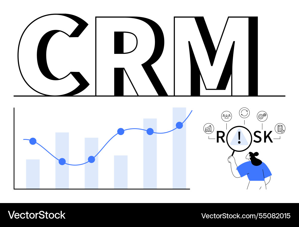 Crm with risk analysis concept featuring data Vector Image