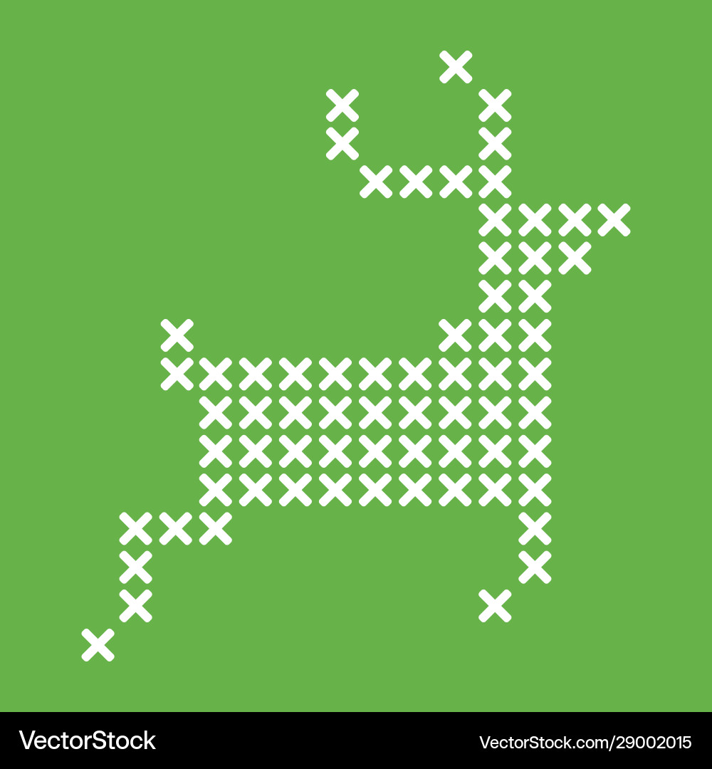 Cross stitch christmas pattern in running reindeer vector image
