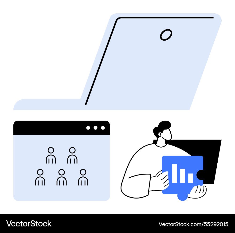 Digital collaboration using technology for data Vector Image
