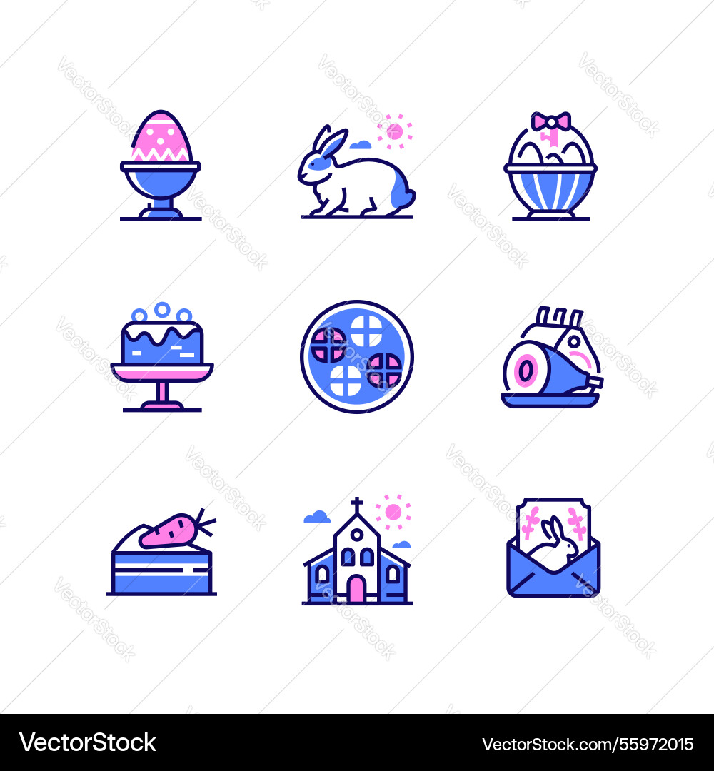 Easter - modern line design style icons set Easter - modern line design style icons set vector image