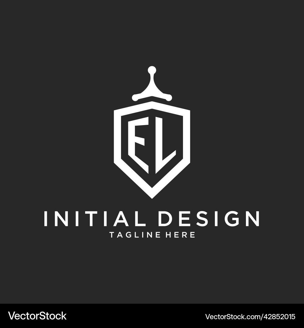 El monogram logo initial with shield guard shape El monogram logo initial with shield guard shape Vector Image