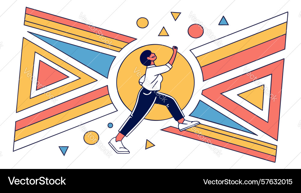 Energetic runner with abstract lines dynamic vector image