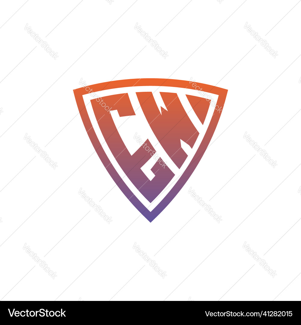 Ew logo shield monogram gradient style design Ew logo shield monogram gradient style design Vector Image