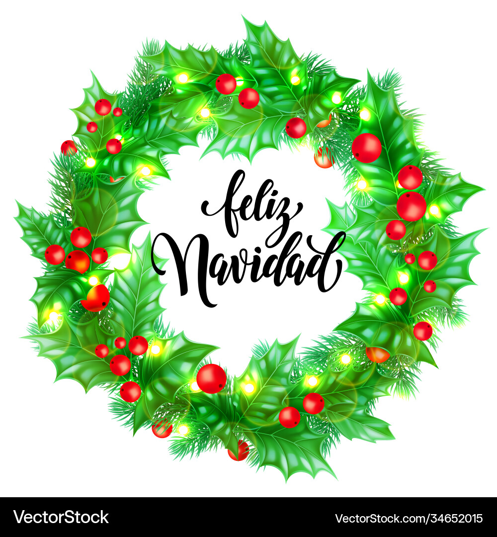 Feliz navidad spanish merry christmas hand drawn Feliz navidad spanish merry christmas hand drawn vector image