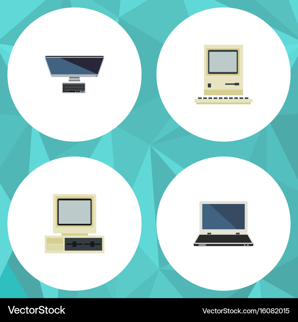 Flat icon laptop set of computer computing Vector Image
