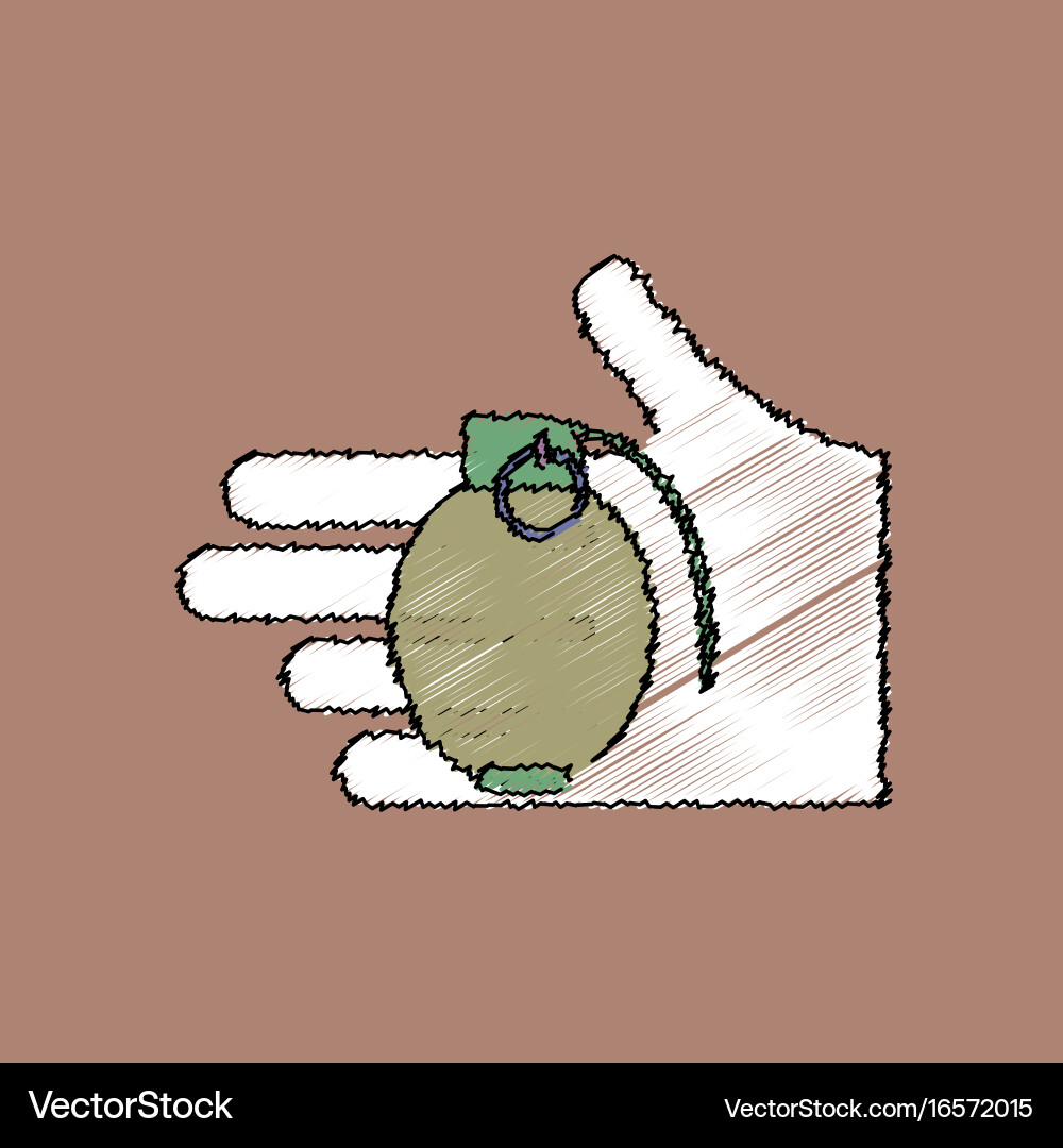 Flat shading style icon frag grenade in hand Vector Image