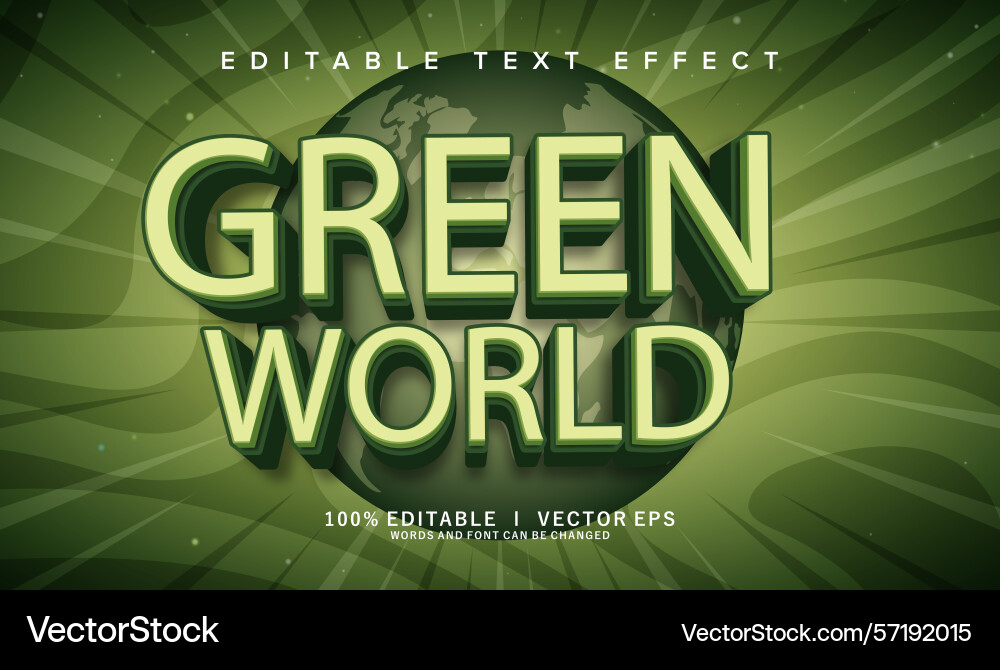 Green world text effect with modern style design Green world text effect with modern style design vector image