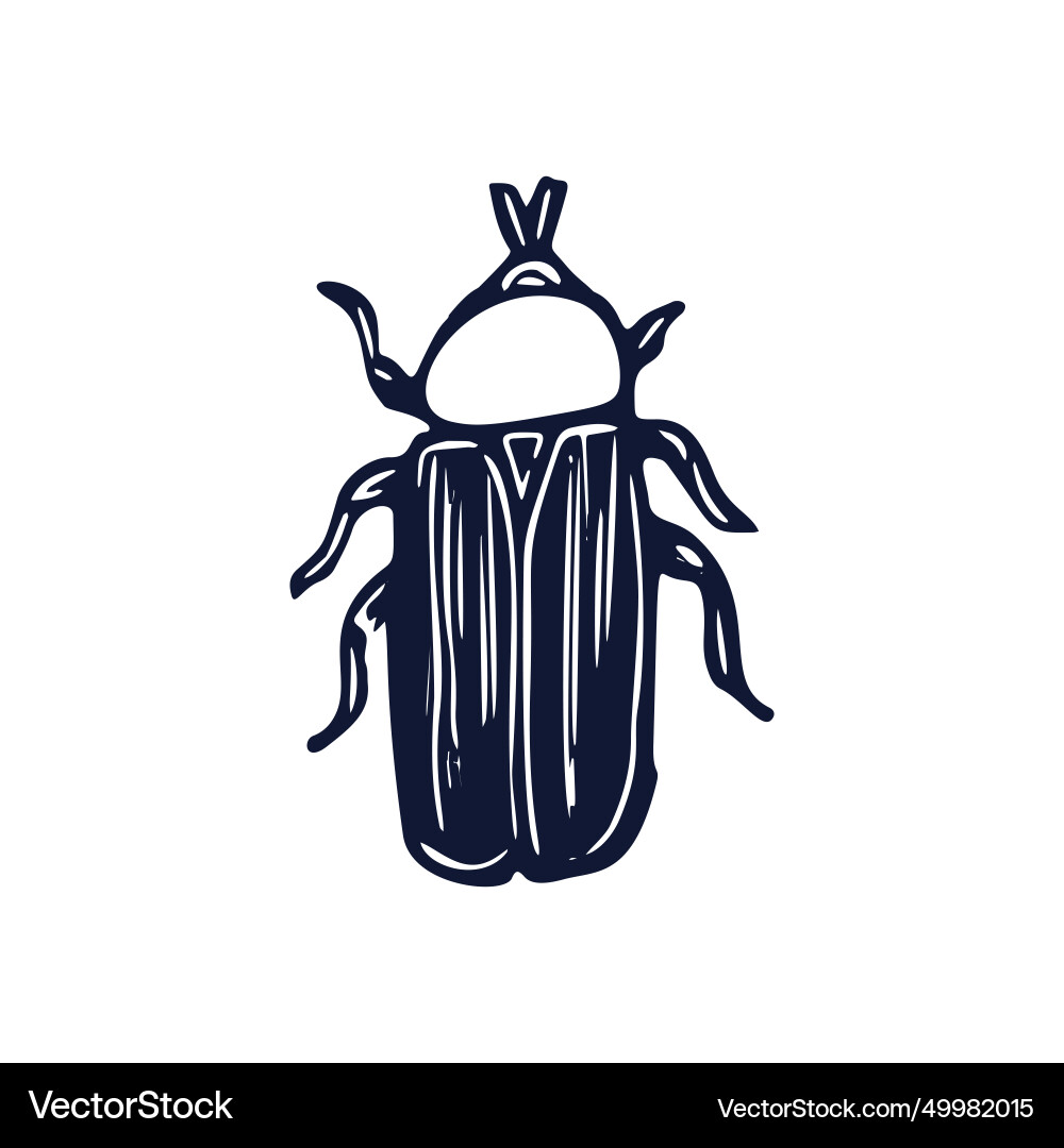 Handmade blockprint bug motif clipart in folkart Handmade blockprint bug motif clipart in folkart Vector Image
