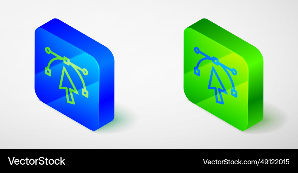 Isometric line bezier curve icon isolated on grey Isometric line bezier curve icon isolated on grey vector image