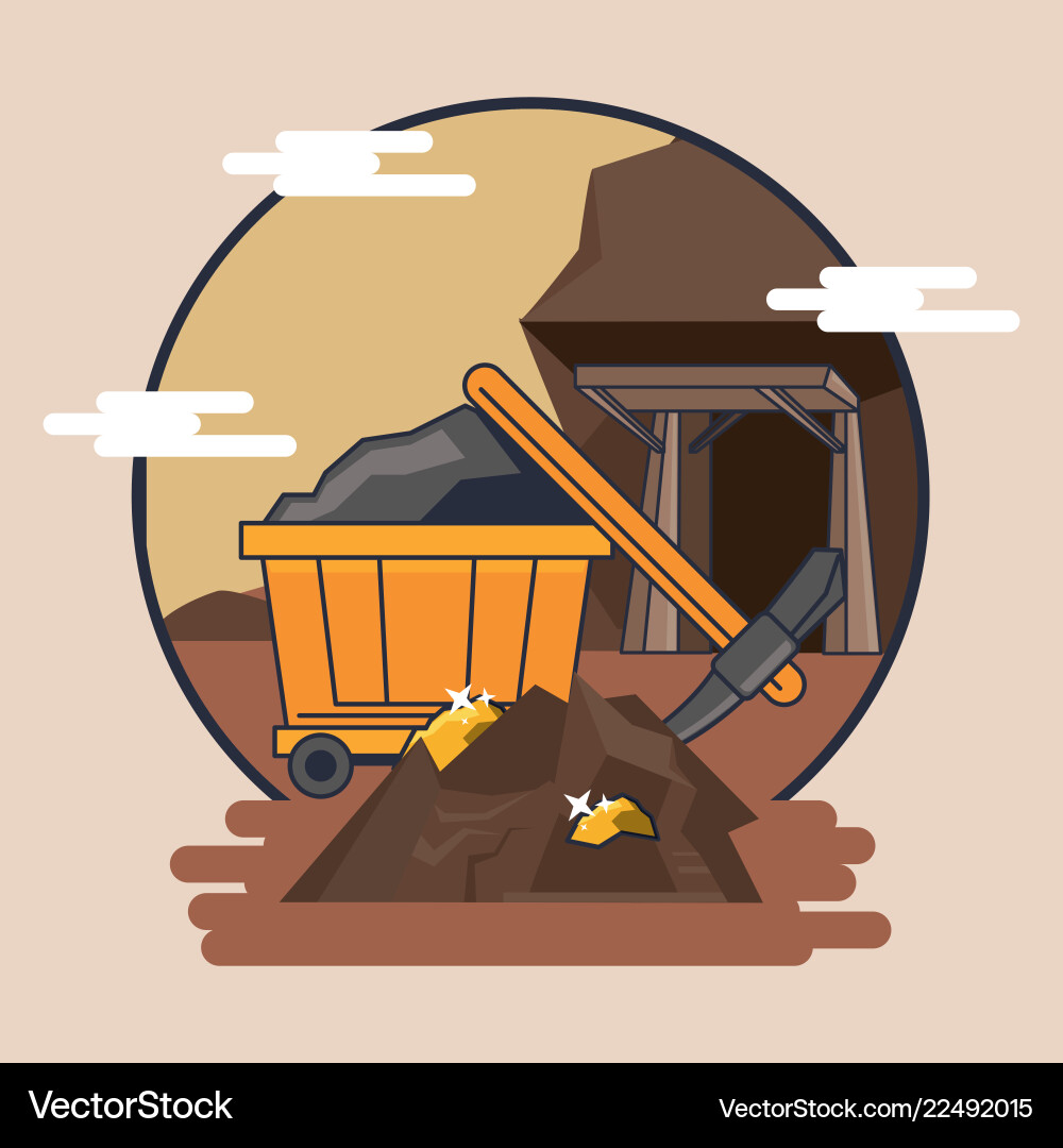 Mining cart and tools Vector Image