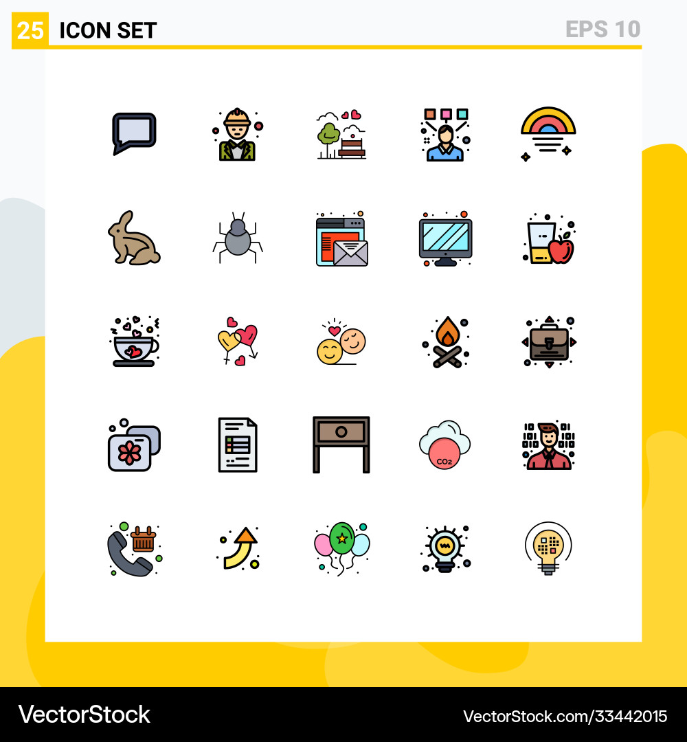 Mobile interface filled line flat color set 25 Vector Image