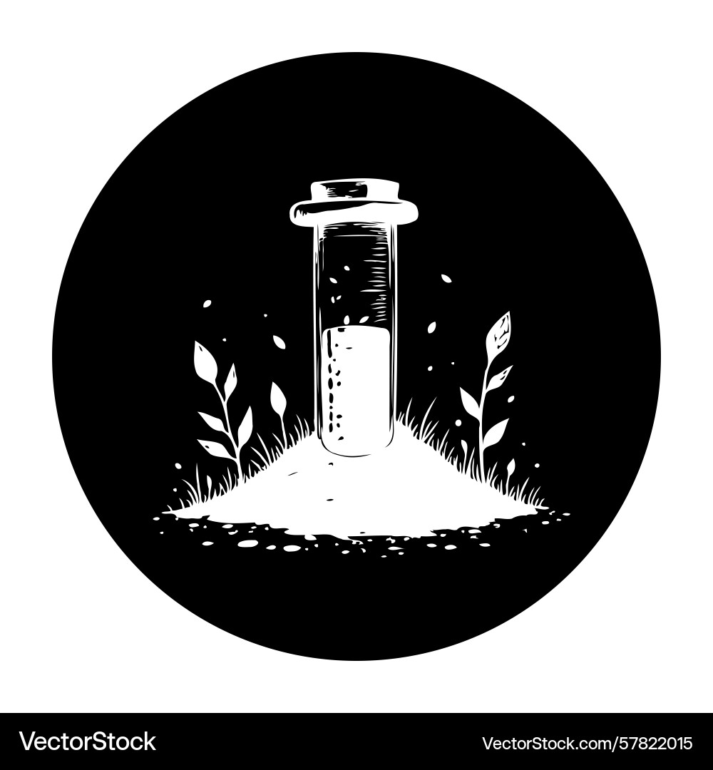 Mystical potion in a circular frame with plants Mystical potion in a circular frame with plants Vector Image