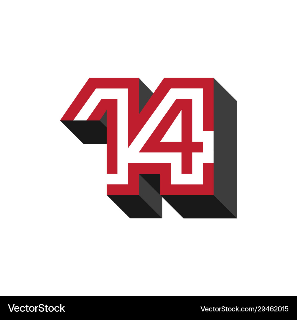 Number 14 icon design with 3d isometric effect Number 14 icon design with 3d isometric effect vector image