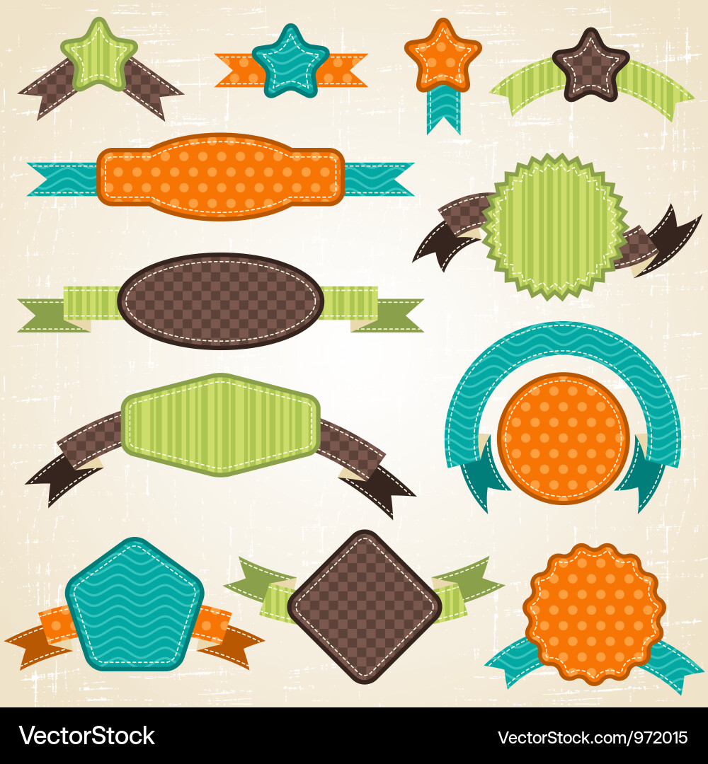 Retro Ribbon & Label Set Vector Image