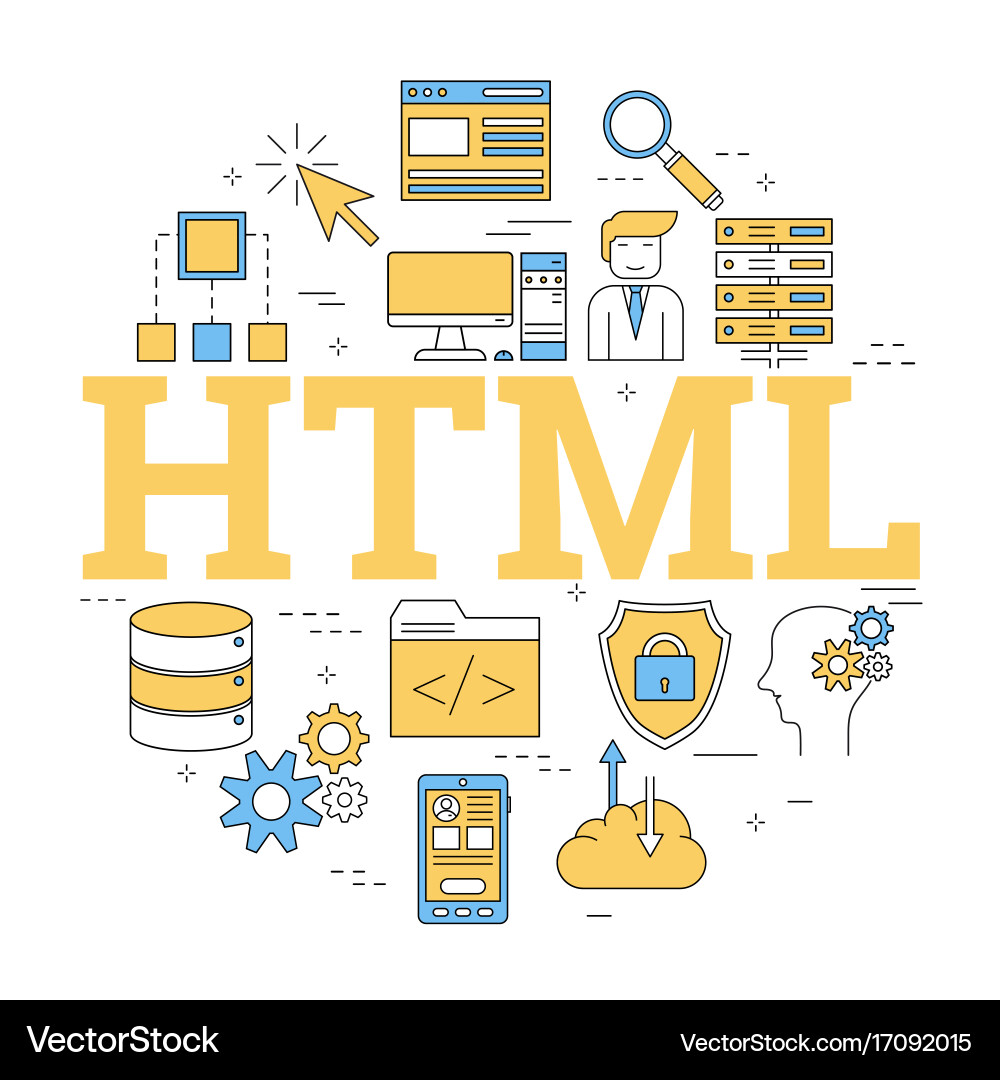 Round linear concept of html vector image
