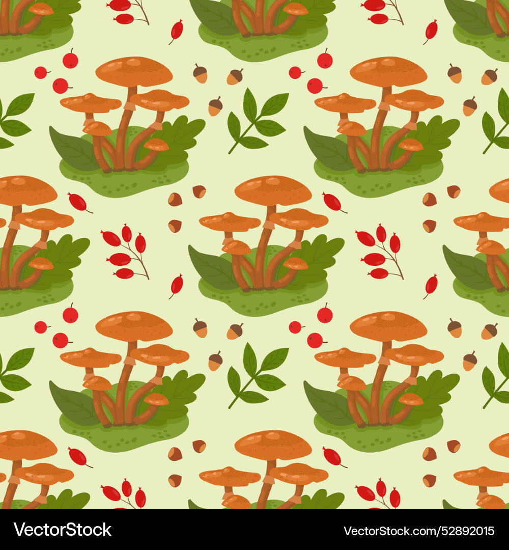 Seamless autumn pattern with mushrooms Seamless autumn pattern with mushrooms vector image