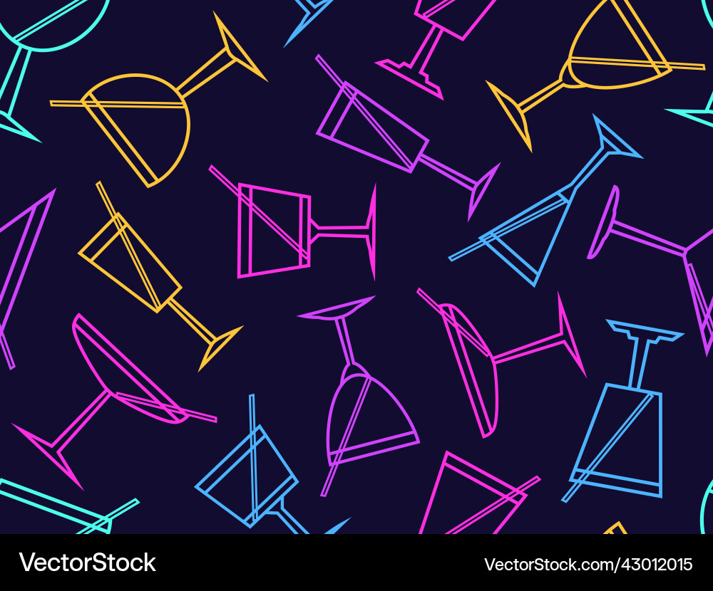 Seamless pattern with cocktail icon in line art Seamless pattern with cocktail icon in line art vector image