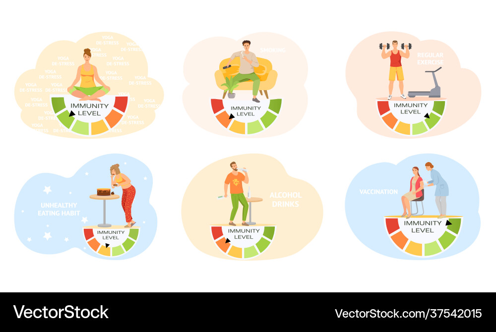 Set about immunity level changes Vector Image