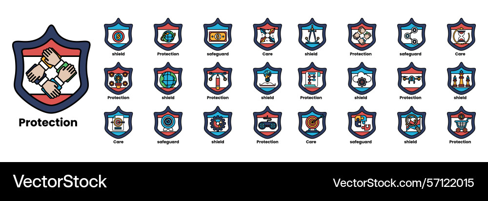 Set of in the concept shields and things Set of in the concept shields and things vector image