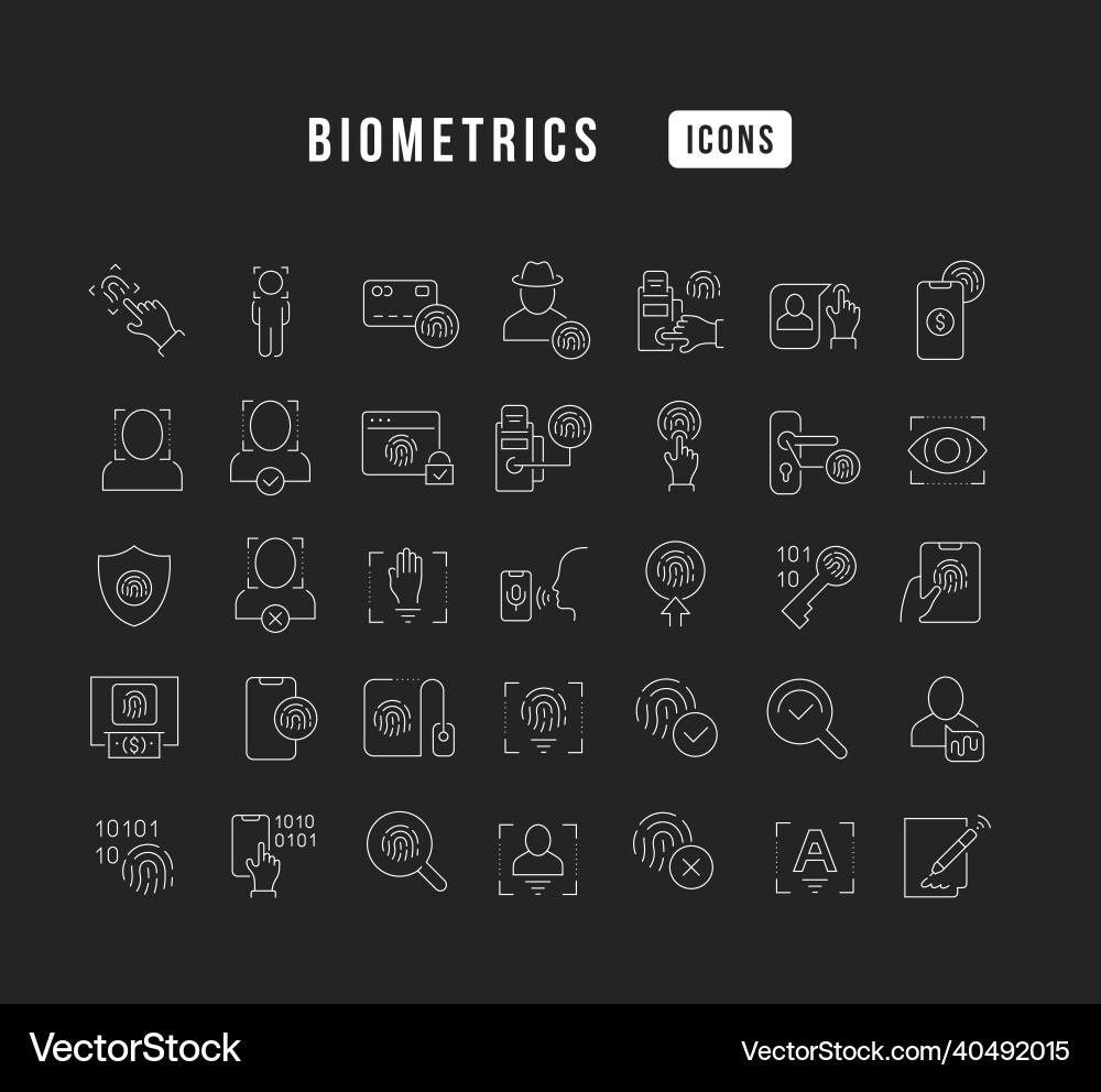 Set of linear icons biometrics Set of linear icons biometrics vector image