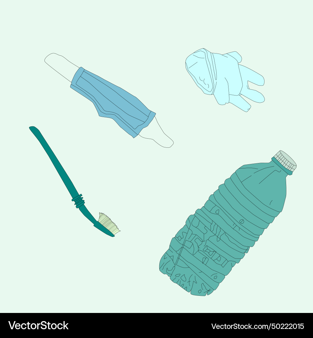 Set of trash floating in water Vector Image