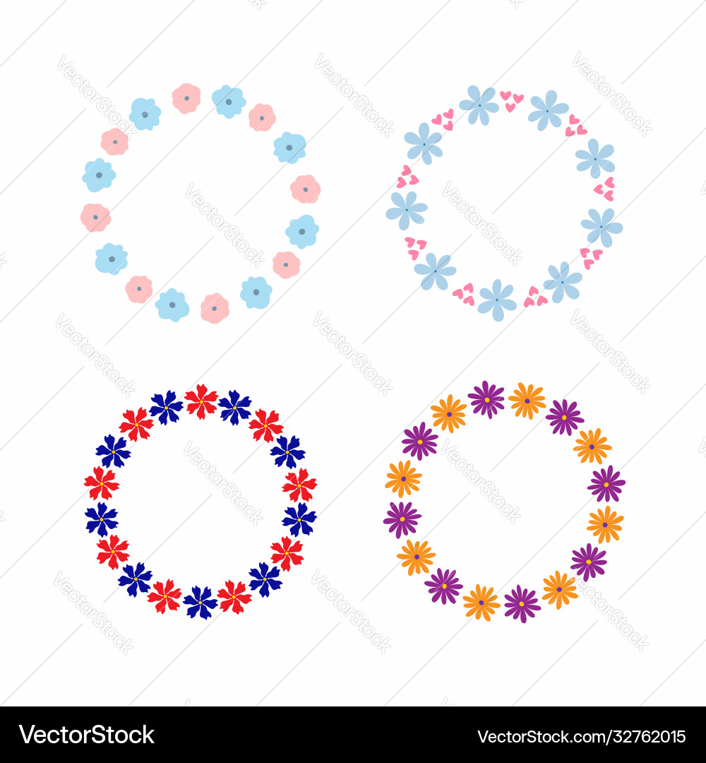 Set simple frames abstract flowers four Set simple frames abstract flowers four vector image
