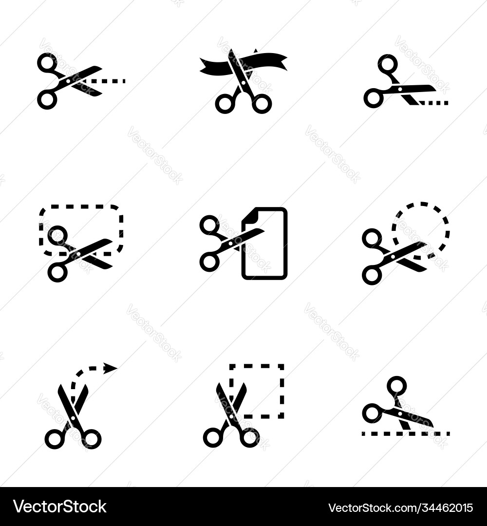 Set simple icons on a theme scissors Vector Image