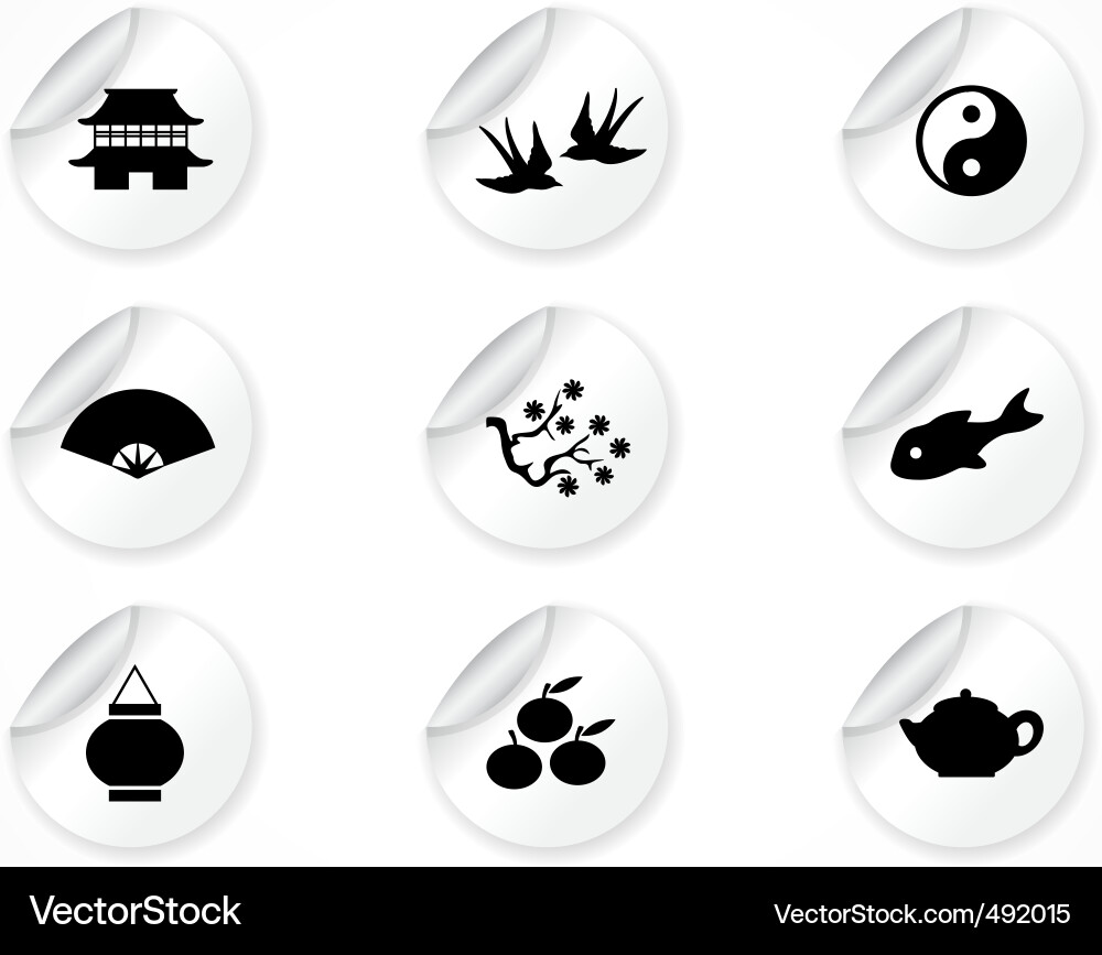 Stickers with icons Vector Image